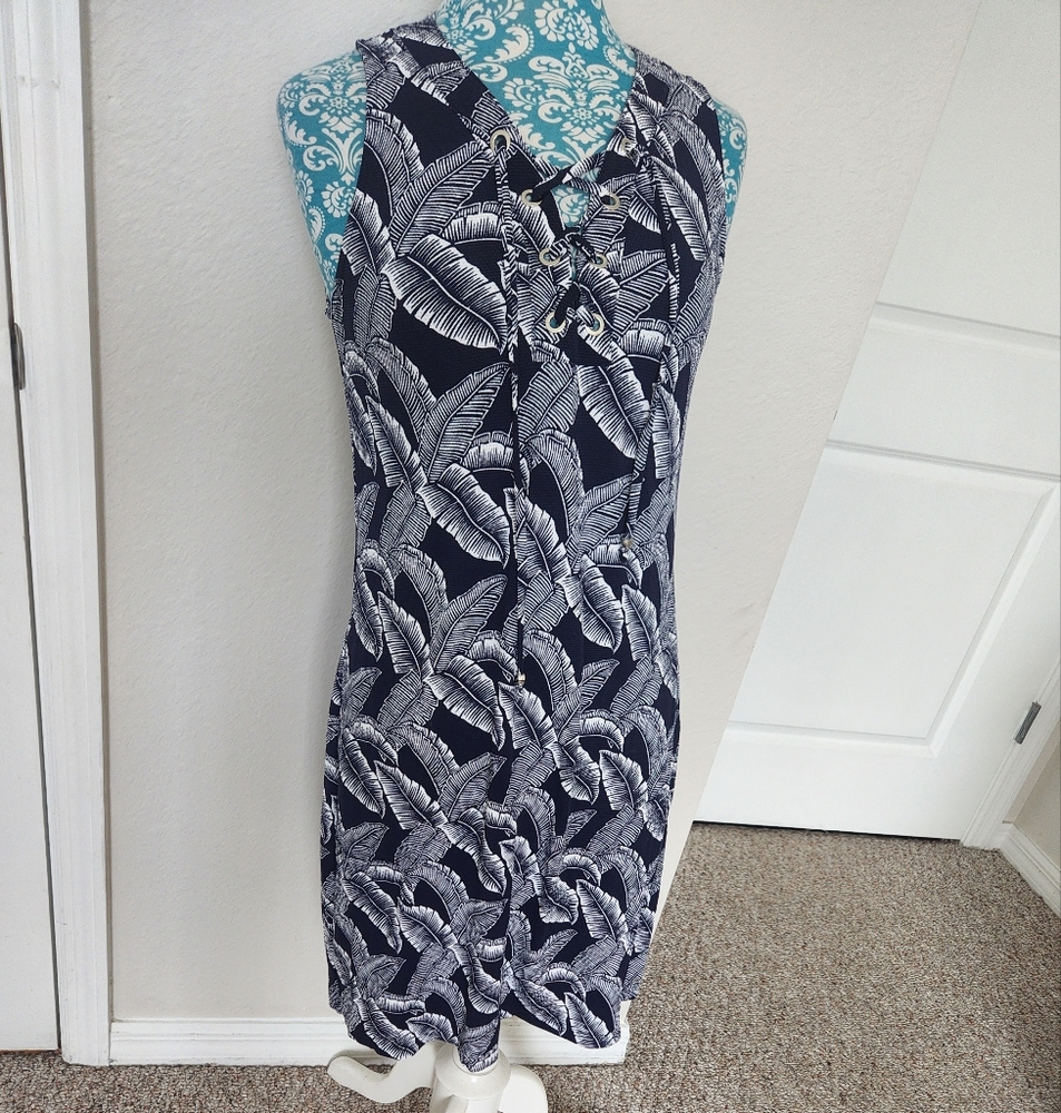 Tommy bahama Black and White Leaf Print Dress